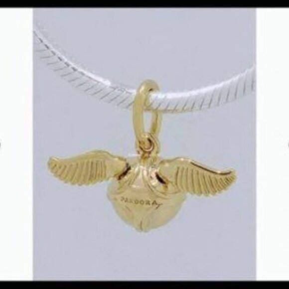 New Pandora Shine Gold Harry Potter Golden Snitch Wings Pendant Charm - Picture 2 of 5
